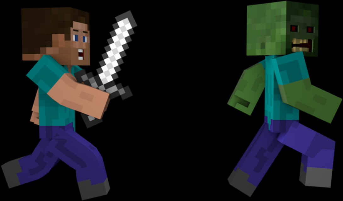 Minecraft_ Player_vs_ Zombie_ Battle