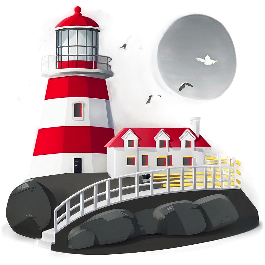 Minimal Lighthouse Scene Png 5