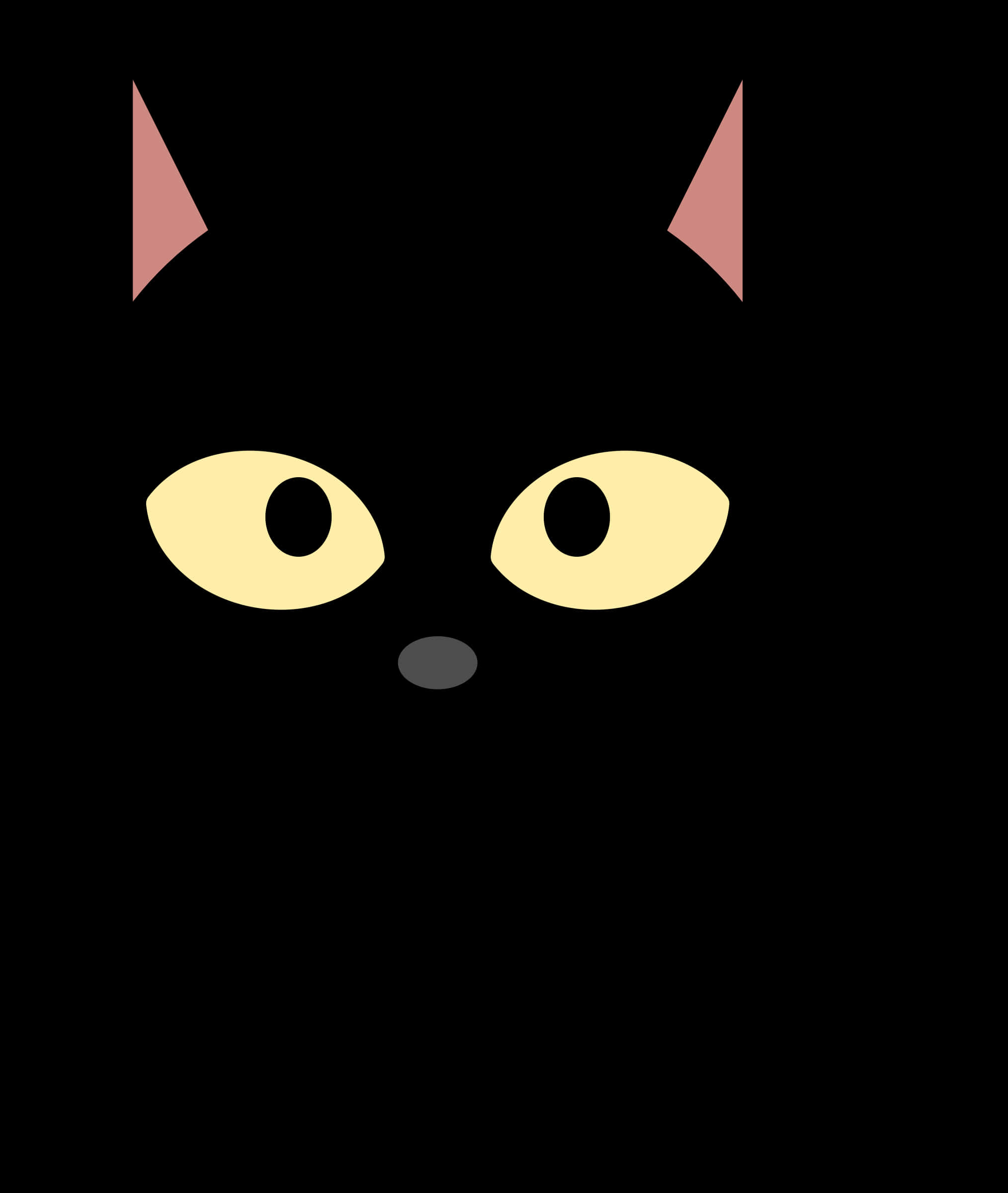 Minimalist Black Cat Face Illustration