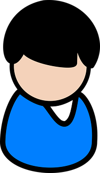 Minimalist Cartoon Character Blue Shirt