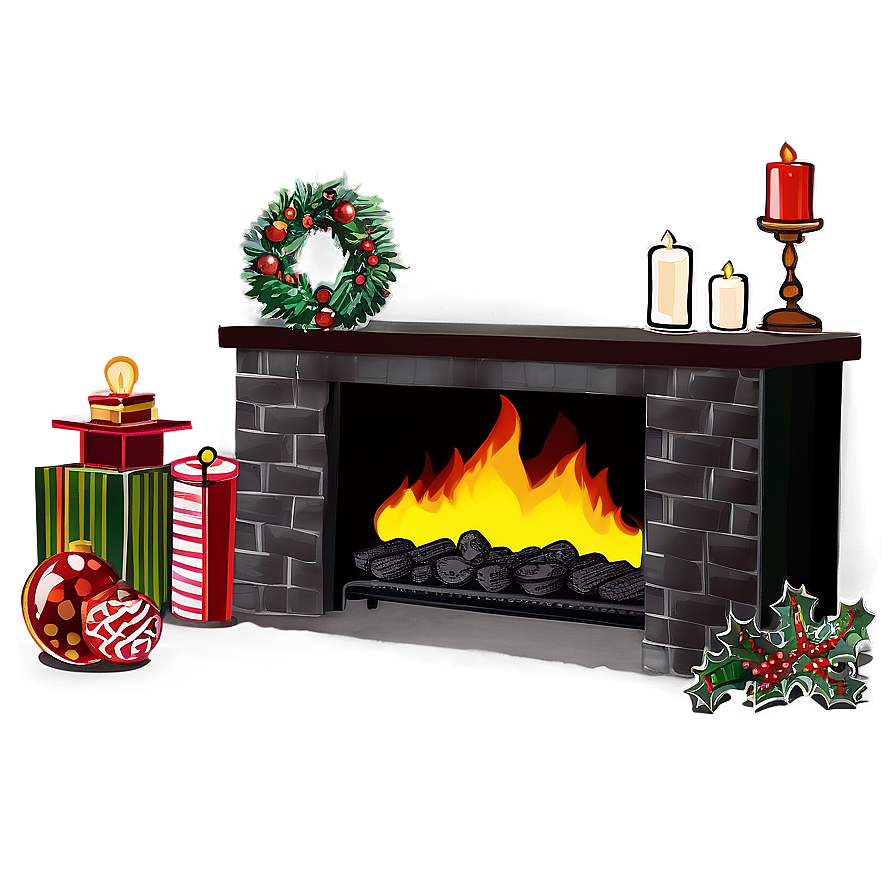 Minimalist Christmas Fireplace Png Sby