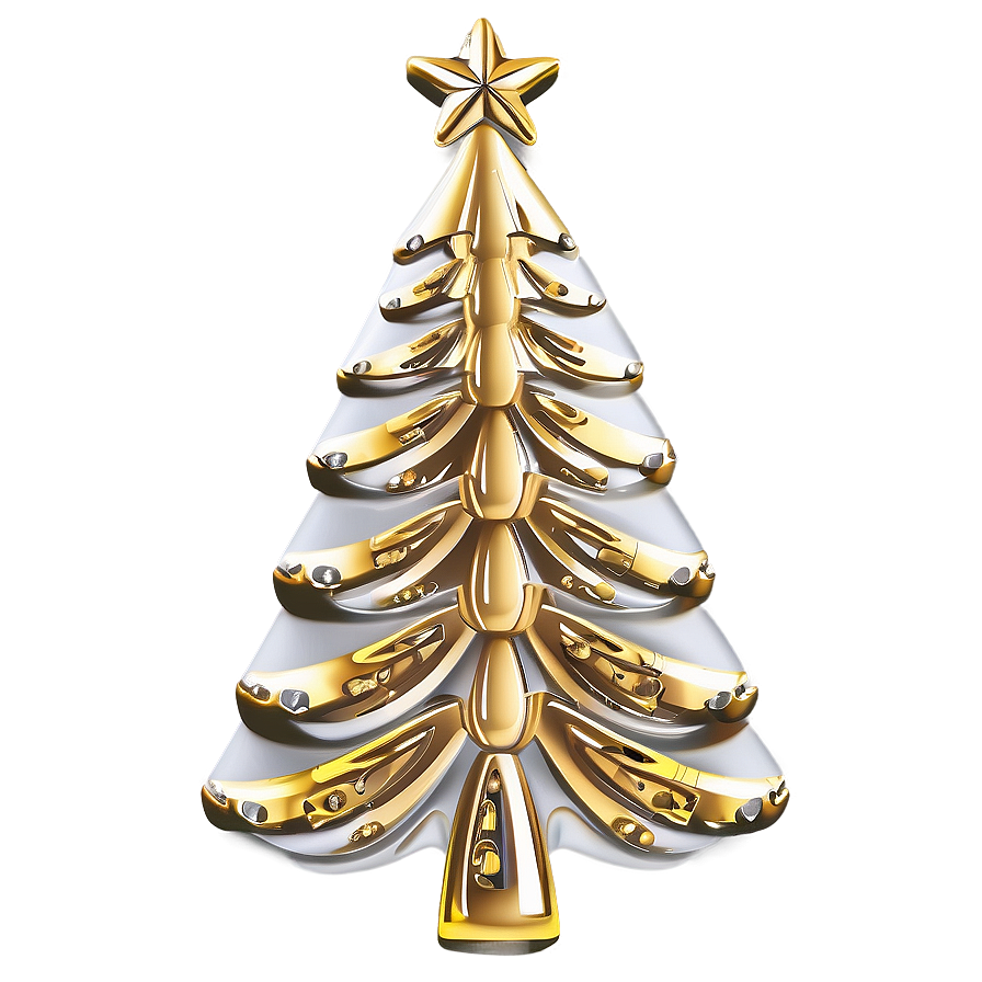 Minimalist Gold Christmas Tree Decor Png 06282024