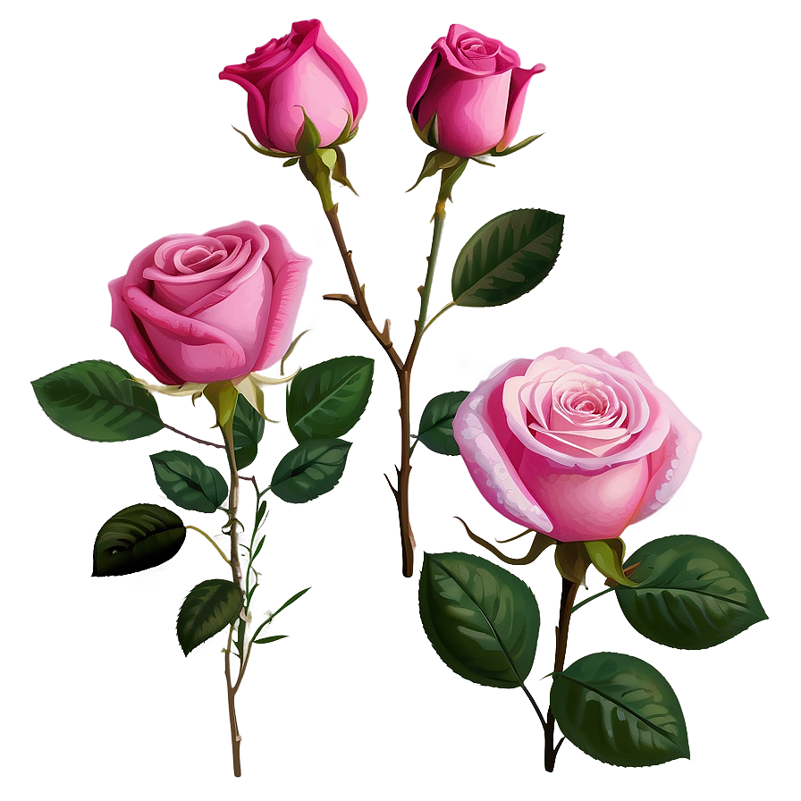 Minimalist Pink Roses Png Bst