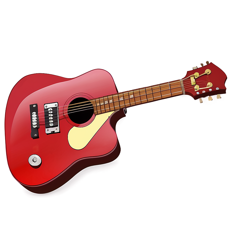 Minimalist Red Guitar Png Waj