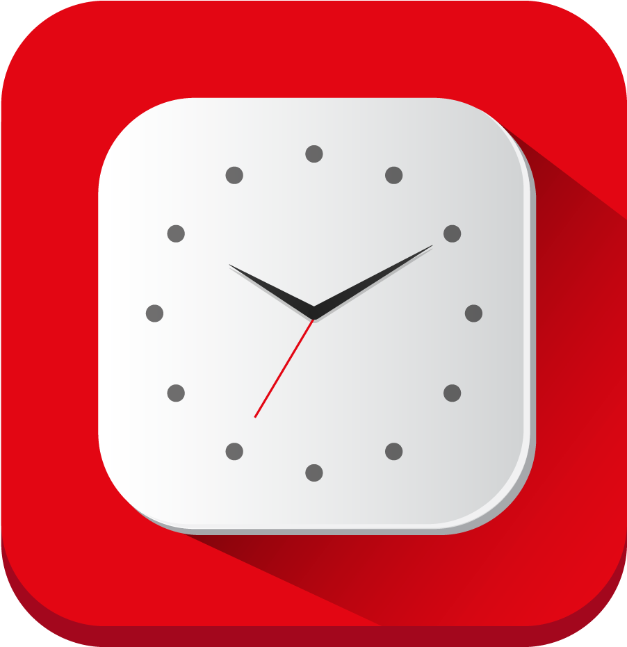 Minimalist Red Square Clock Icon