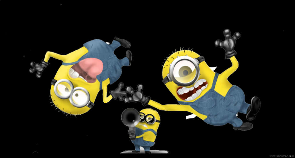 Minions_ Having_ Fun_ Black_ Background