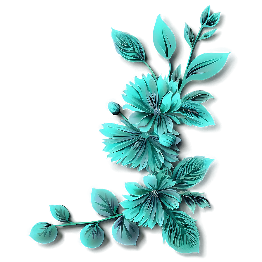 Mint Green Floral Pattern Png 50