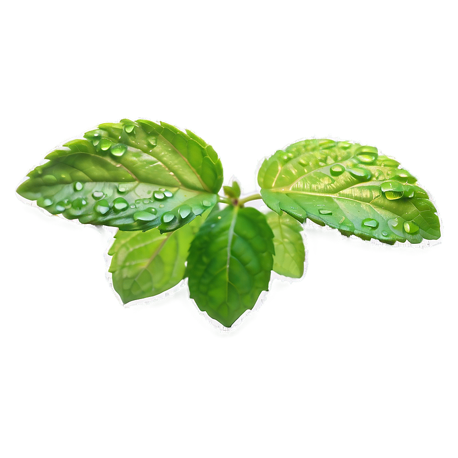 Mint Leaf Waterdrops Png 97