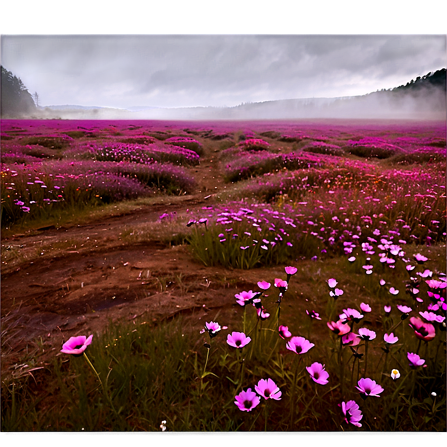 Misty Flower Field Png 48