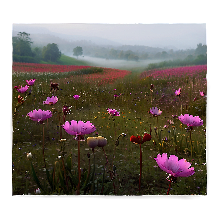 Misty Flower Field Png Mkc90