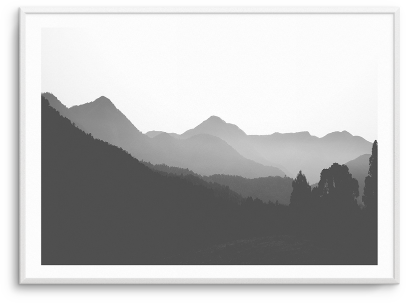 Misty Mountain Layers Blackand White