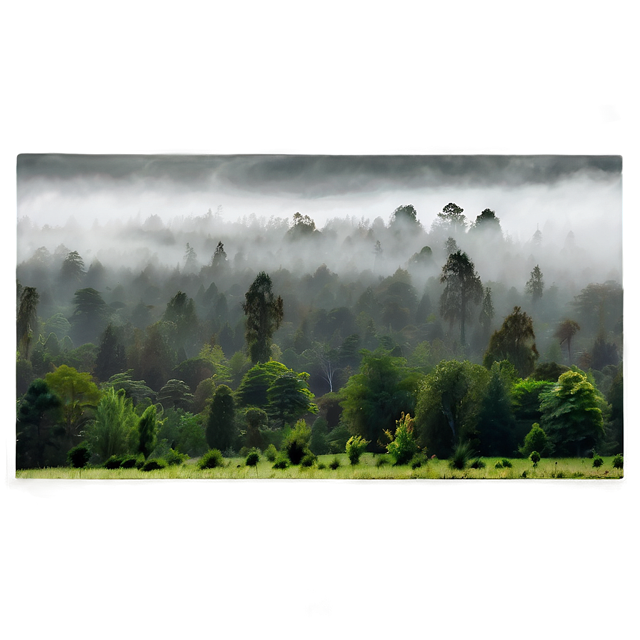 Misty Treeline Landscape Png Qlf