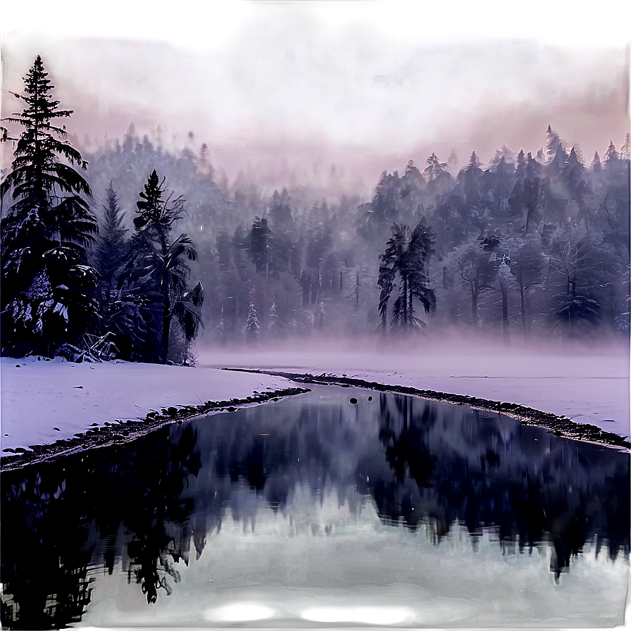 Misty Winter Landscape Png Msy