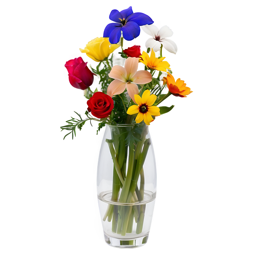 Mixed Flowers Vase Png Eht