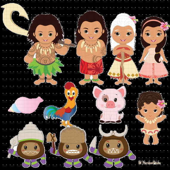 Moana Animated Character Collage