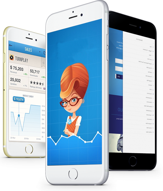 Mobile App Analytics Cartoon Character