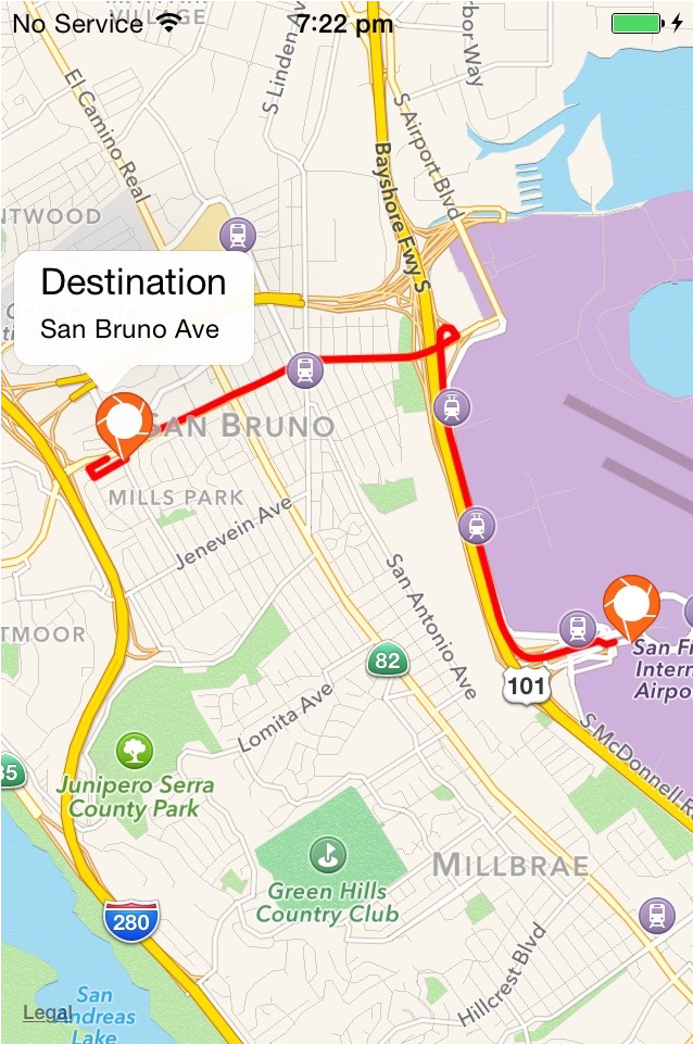 Mobile Map Screenshot San Bruno Destination