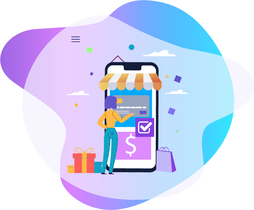 Mobile Online Shopping Illustration