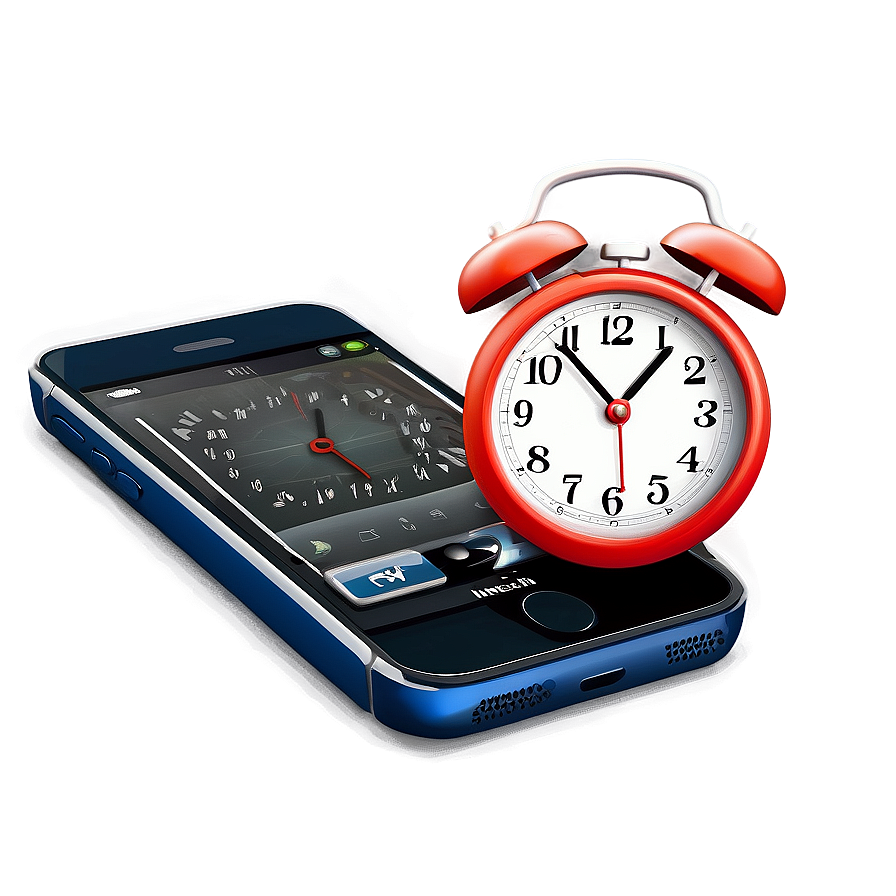 Mobile Phone With Alarm Clock Png Unk