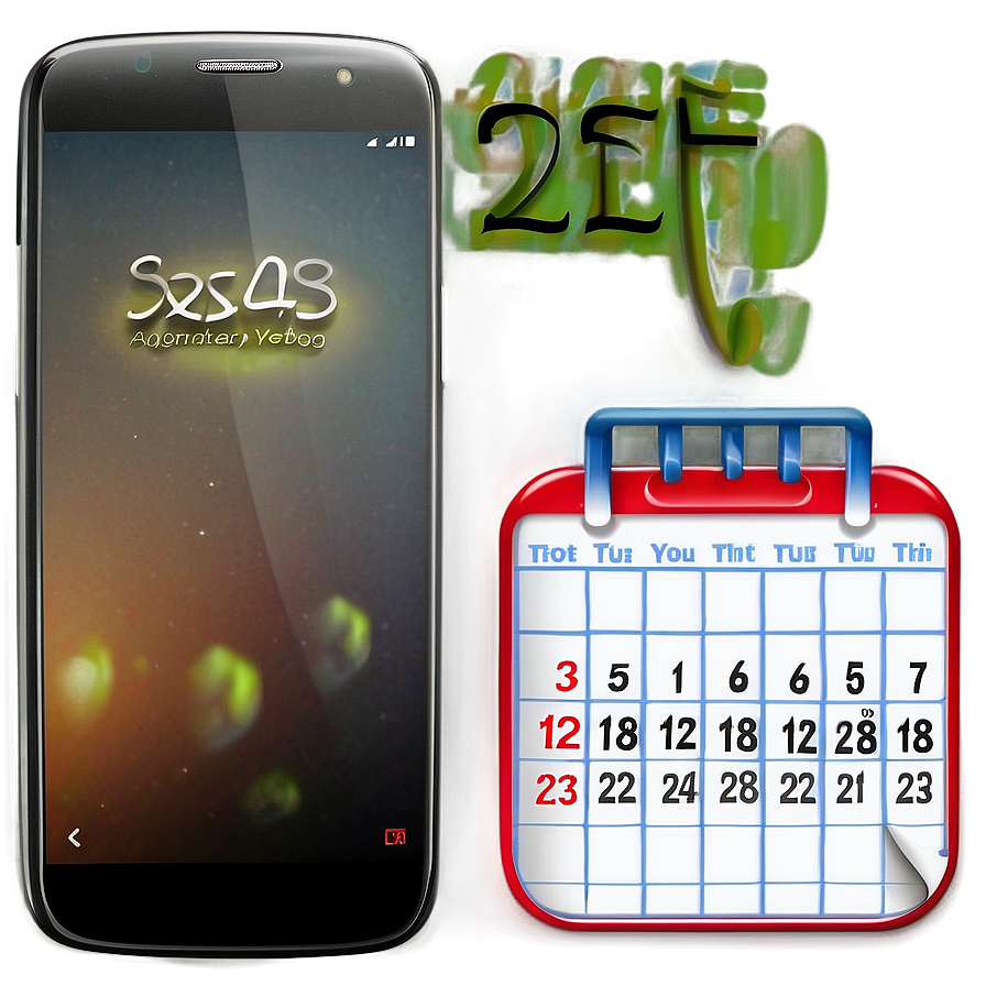 Mobile Phone With Calendar App Png 06112024