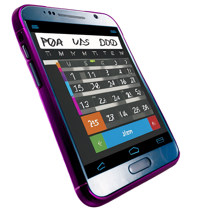 Mobile Phone With Calendar App Png Jec