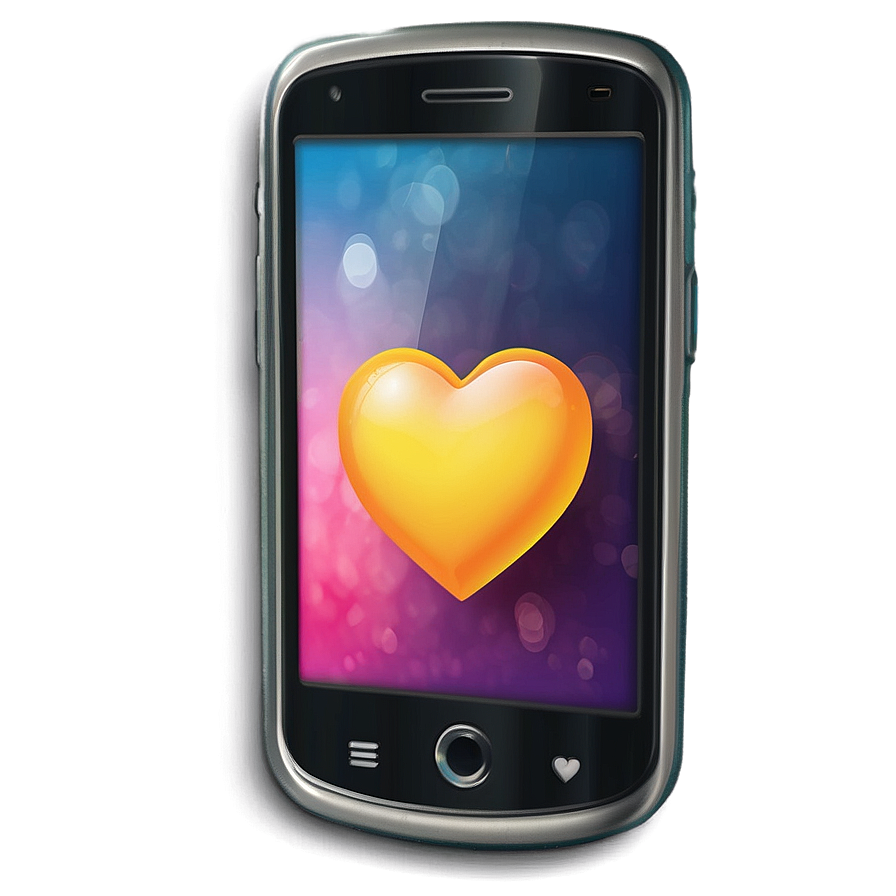 Mobile Phone With Heart Emoji Png Vbo