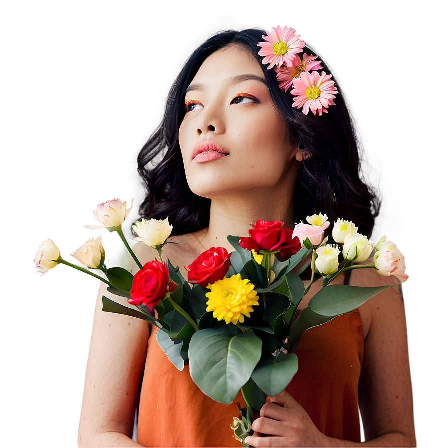 Model With Flowers Png 48