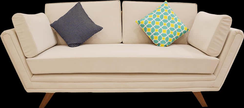 Modern Beige Sofawith Decorative Pillows