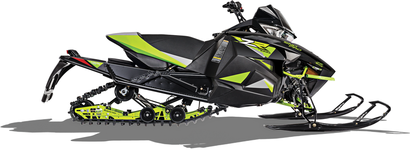 Modern Black Green Snowmobile