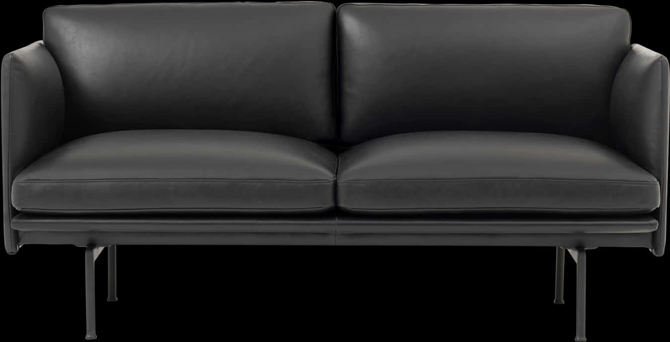 Modern Black Leather Sofa