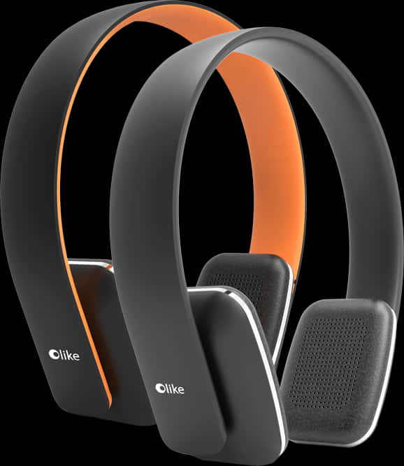 Modern Black Orange Wireless Headphones