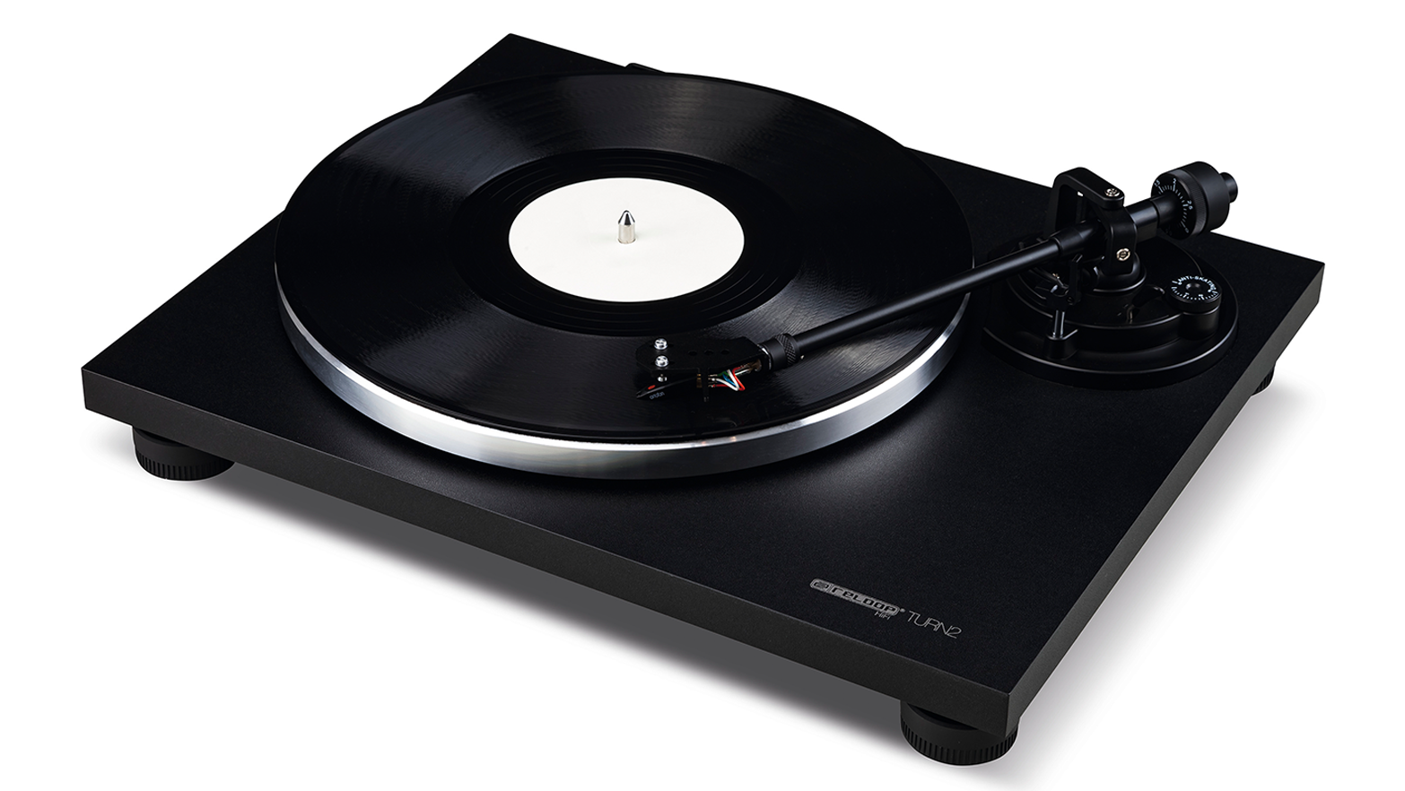 Modern Black Turntablewith Vinyl Record