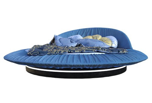 Modern Design Round Bed Blue