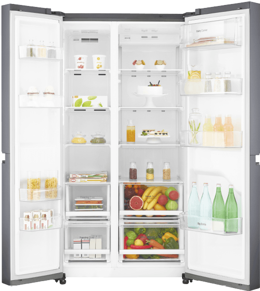 Modern Double Door Refrigerator Fullof Food