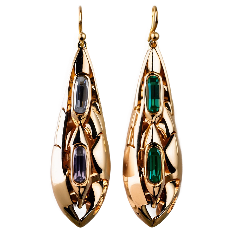 Modern Gold Drop Earrings Png 32