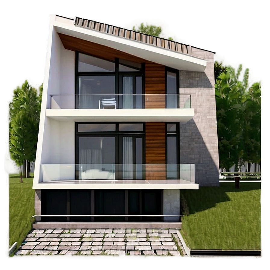 Modern House With Balcony Views Png Pml68