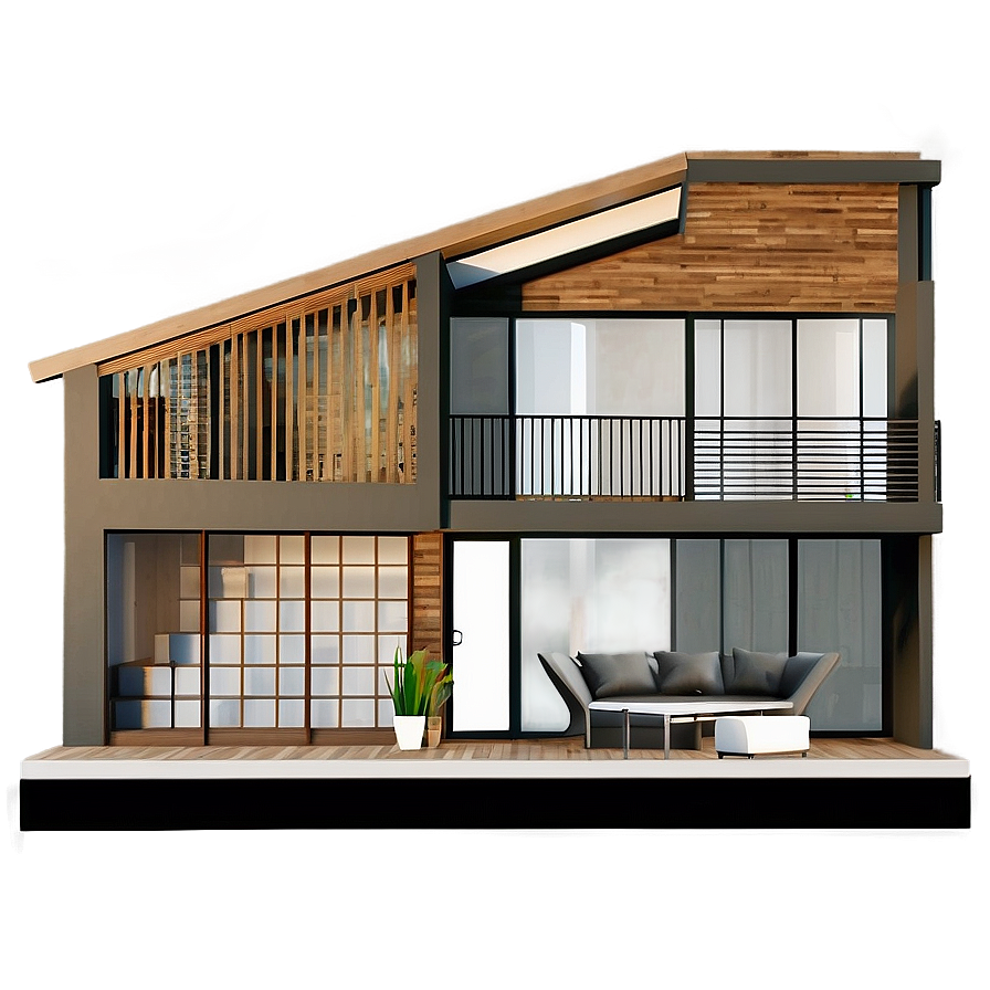 Modern House With Home Office Png 46