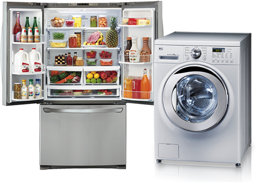 Modern Kitchen Appliances Refrigeratorand Washing Machine