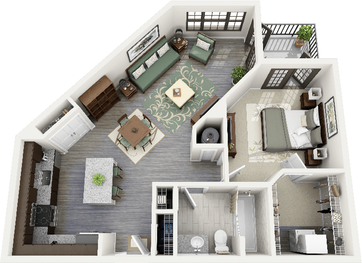 Modern One Bedroom Apartment Layout