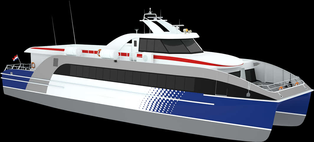 Modern Passenger Catamaran Illustration