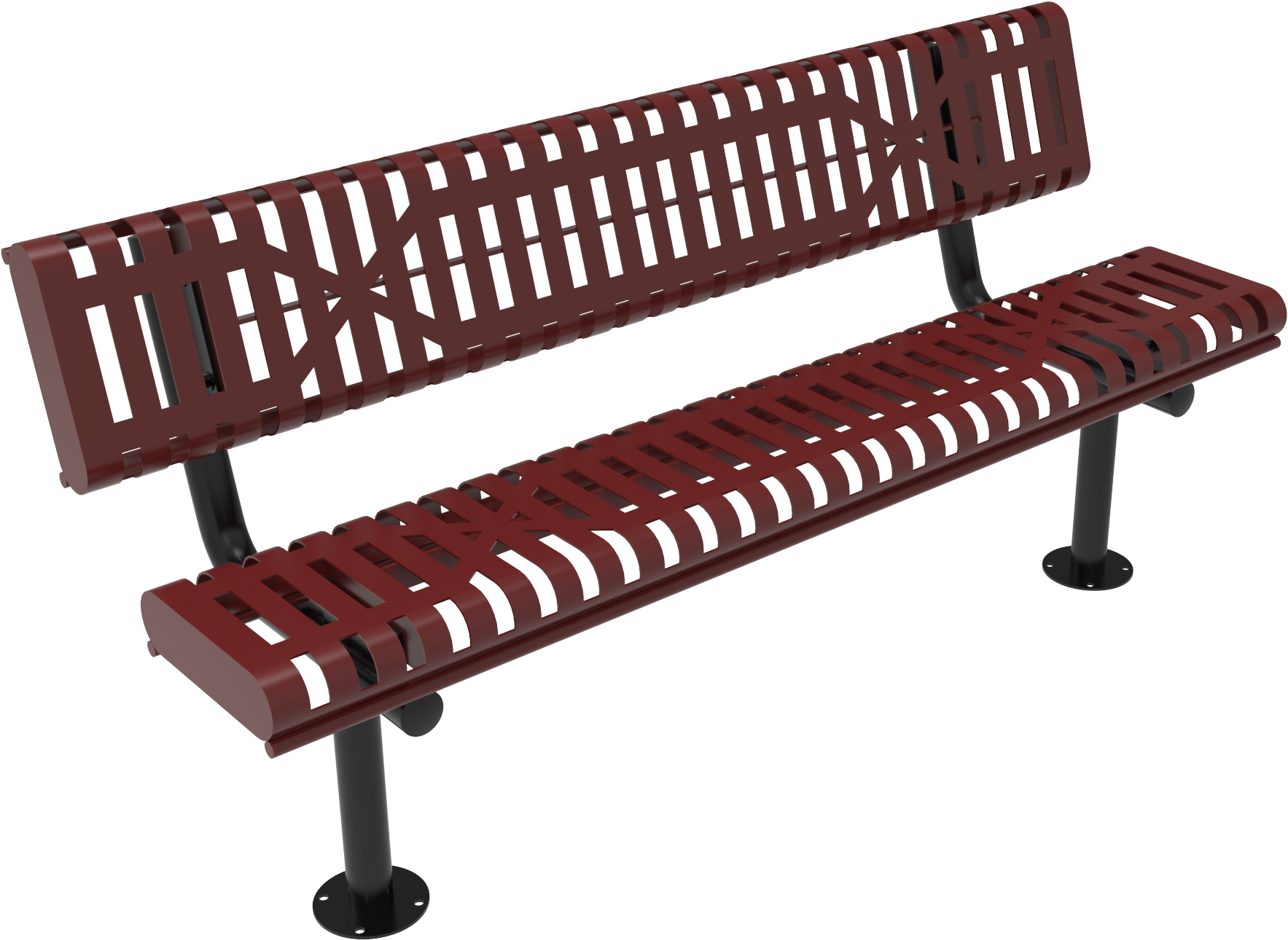 Modern Red Metal Park Bench