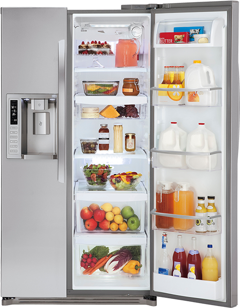 Modern Stainless Steel Refrigerator Fullof Food