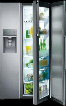 Modern Stainless Steel Refrigerator Open Doors