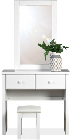 Modern White Dressing Tablewith Mirrorand Stool