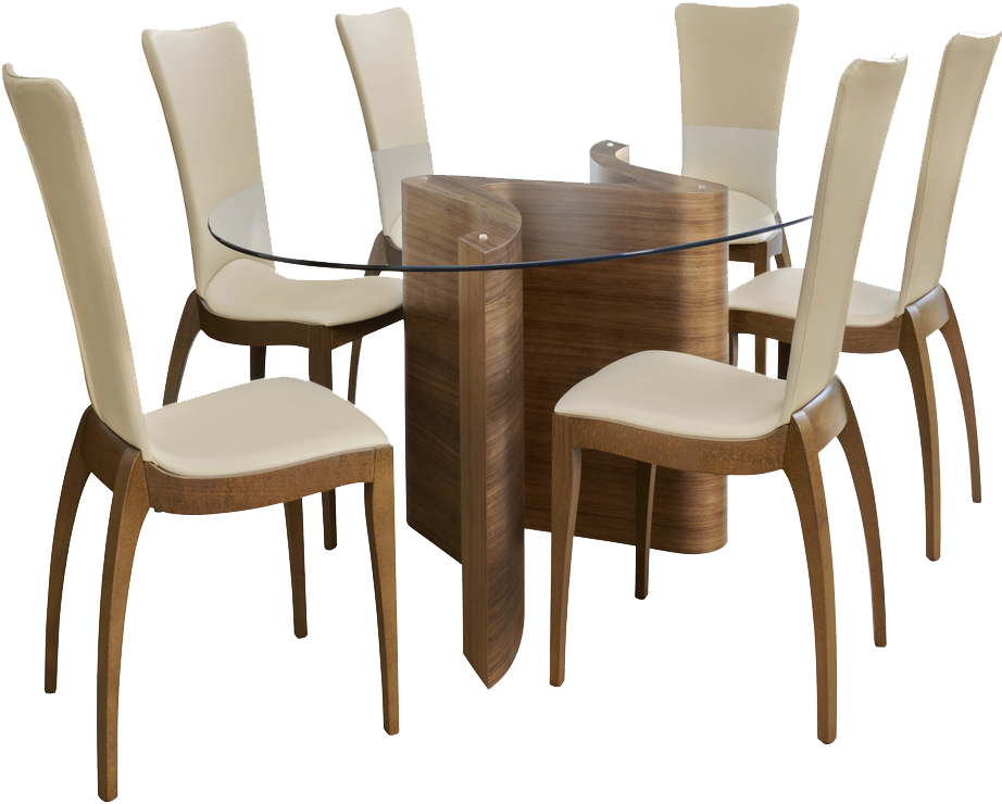 Modern Wooden Dining Setwith Glass Top