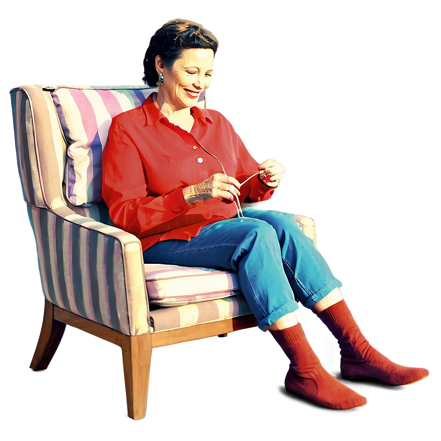 Mom Knitting In Chair Png 67