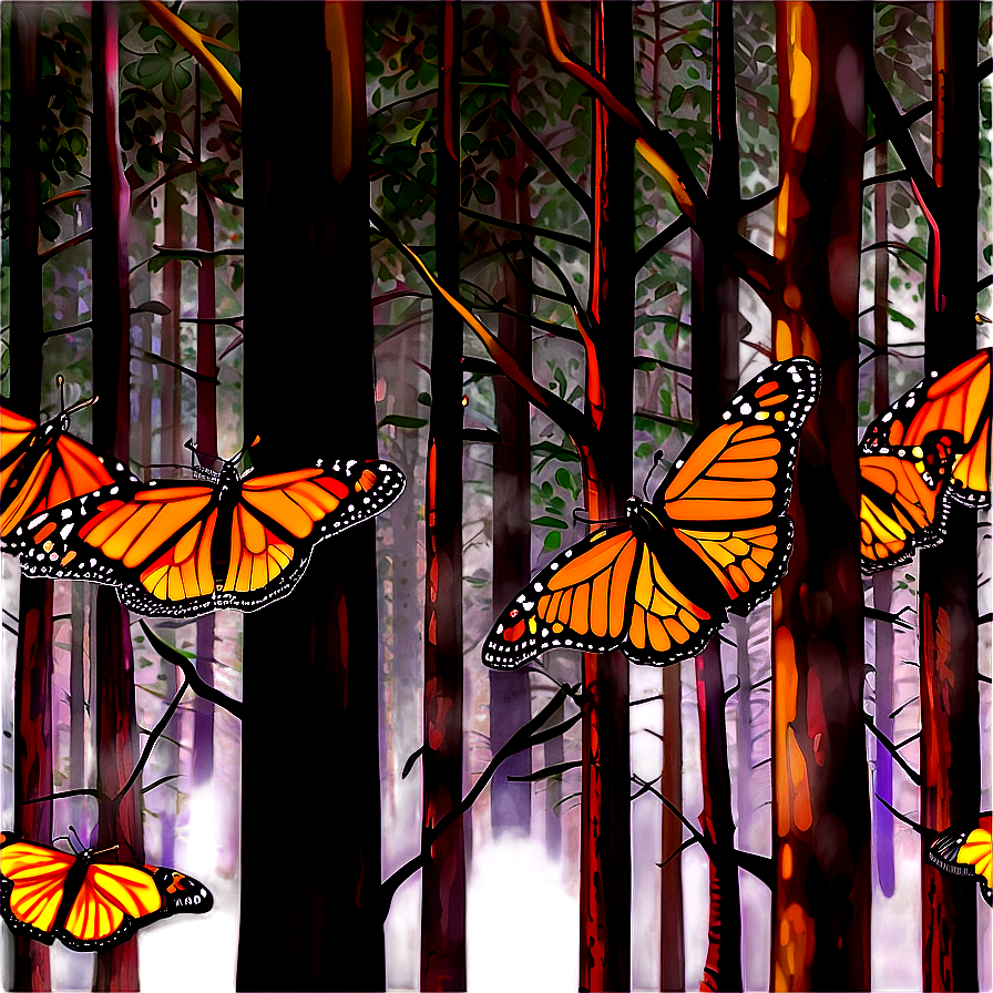 Monarch Butterflies In Forest Png Rcd