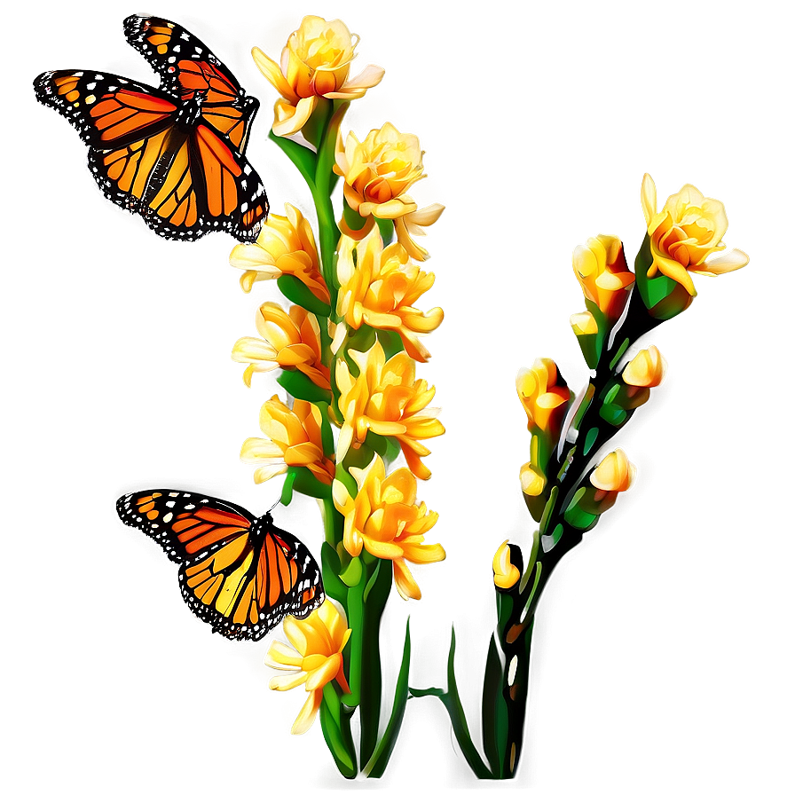 Monarch Butterflies On Flower Png Lki