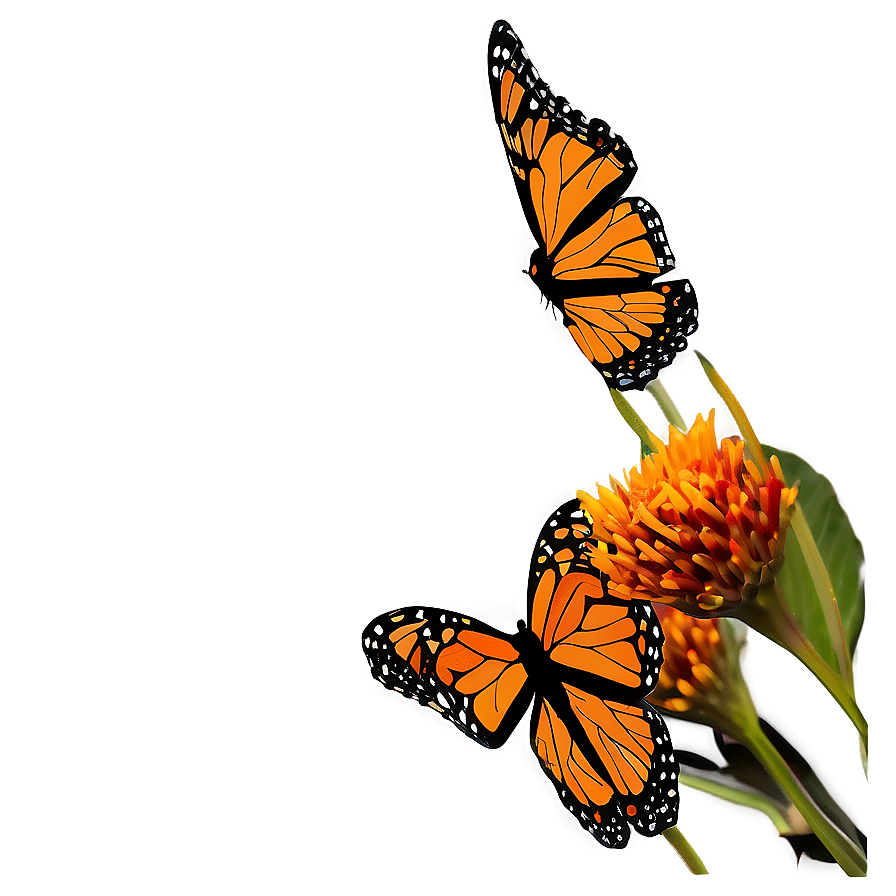 Monarch Butterflies Silhouette Sunset Png Bwc17