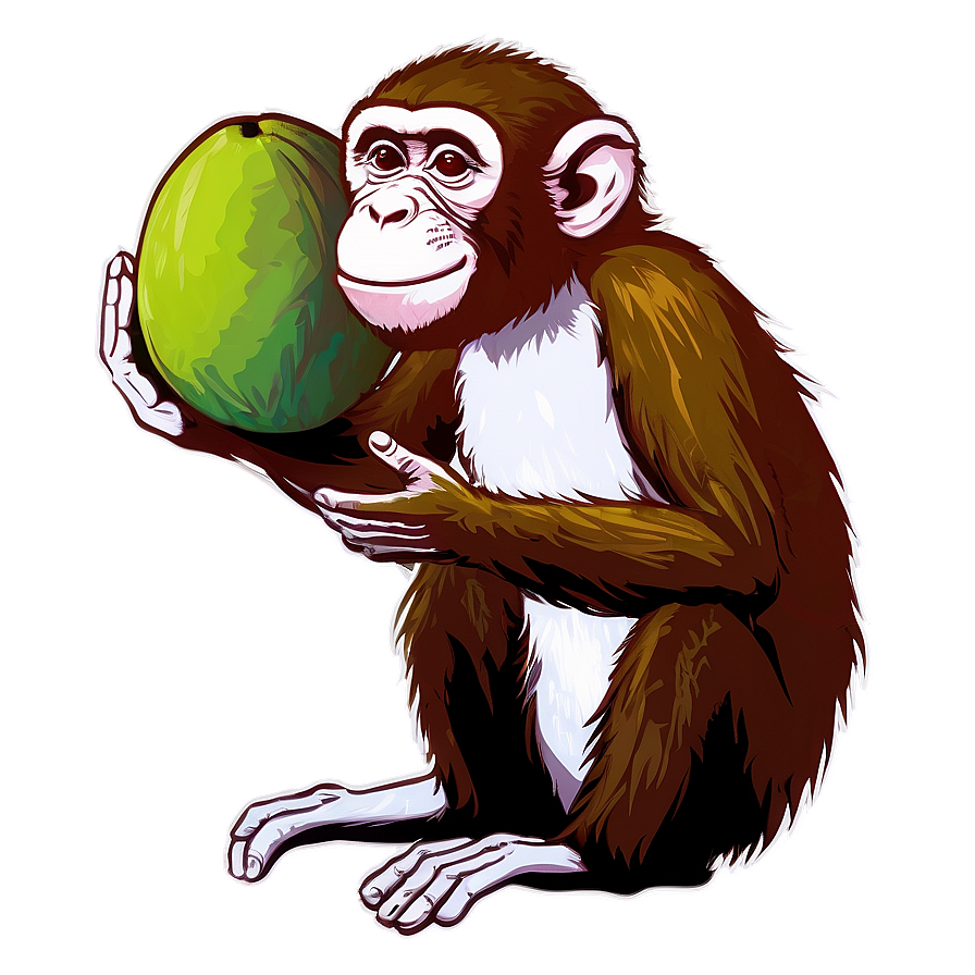 Monkey With Coconut Png 05042024